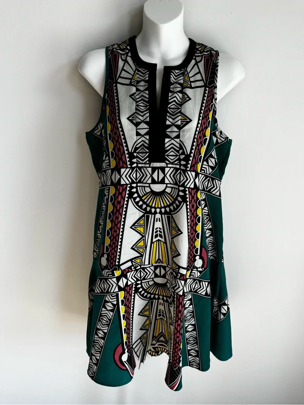 Bar III Sleeveless High-Low Dress in White, Teal & Yellow